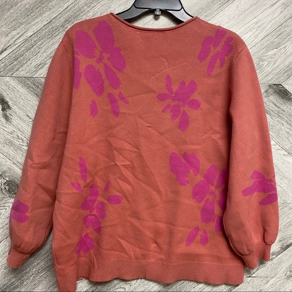14th & Union Floral Jacquard Knit Sweater Oversize - Picture 7 of 7